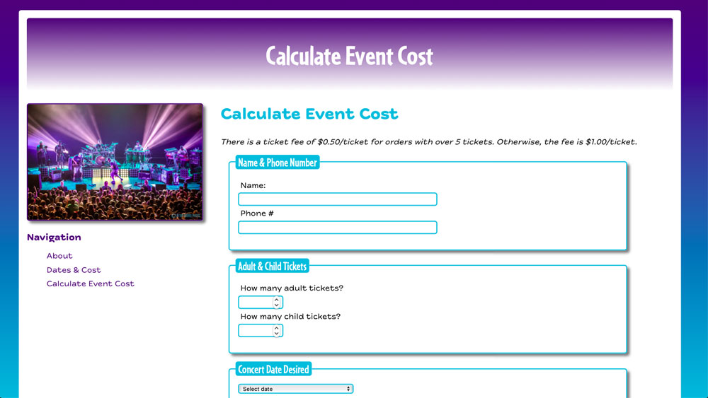 Concert ticket website image