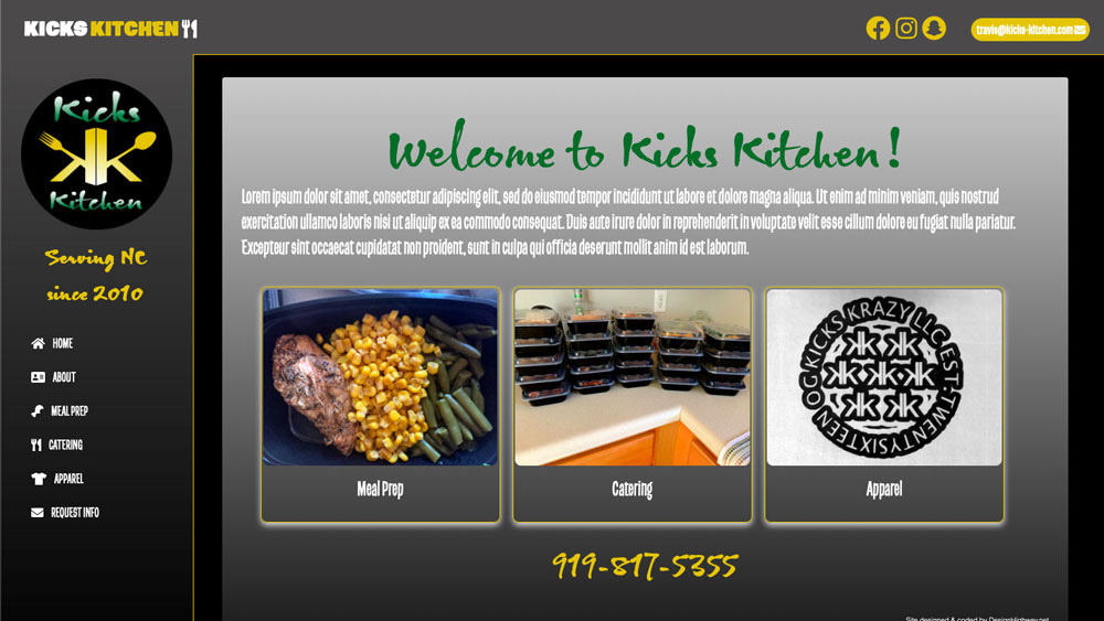 Kicks Kitchen website image